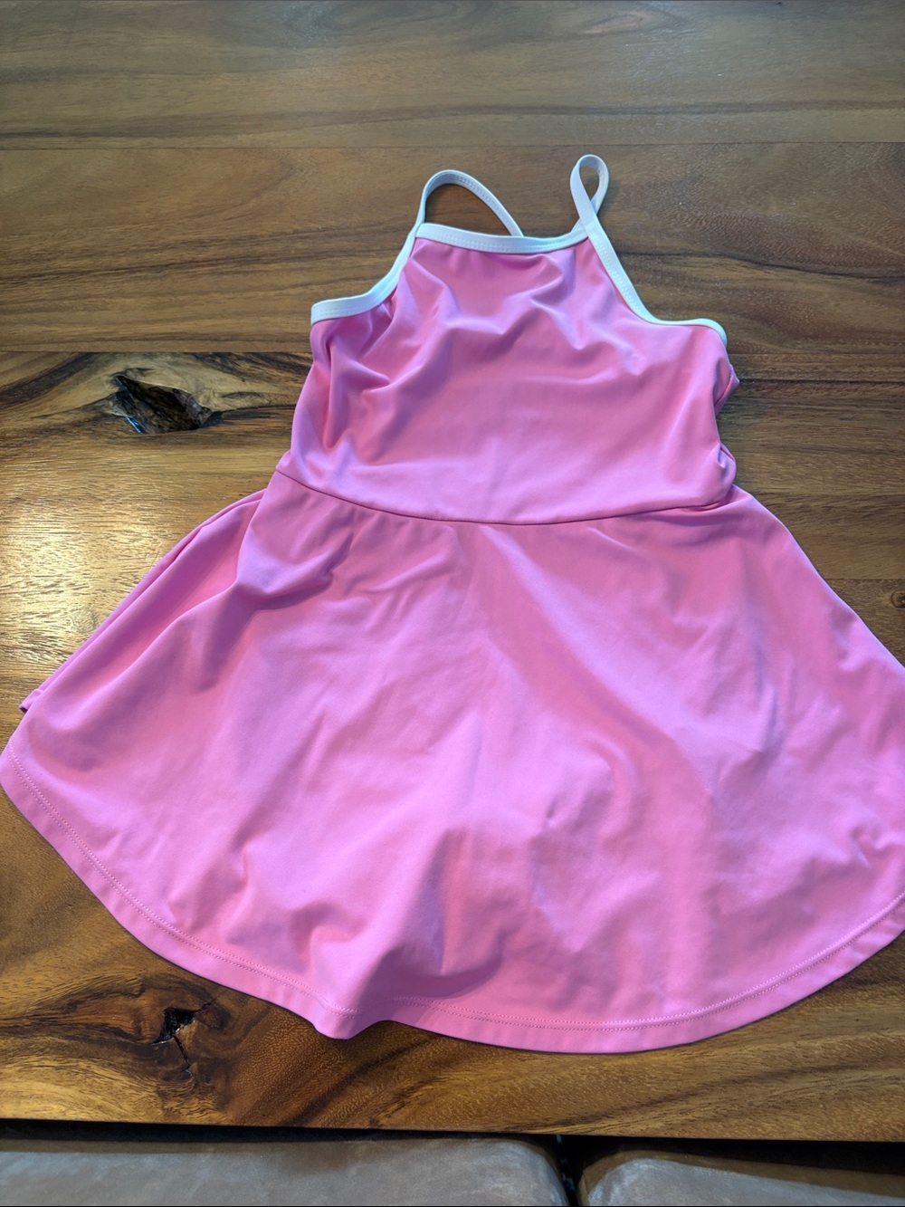 SHEIN Pink Tank A-Line Dress with White Trim tennis